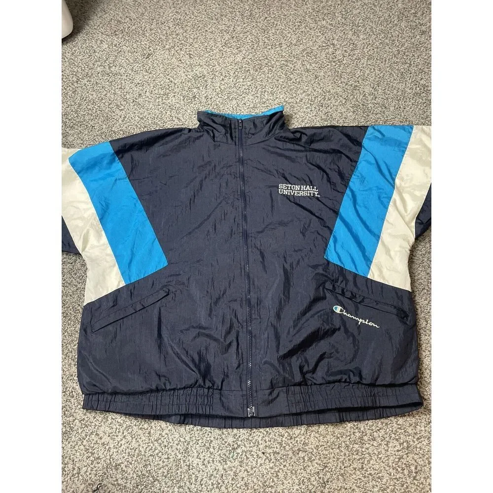 VTG Seton Hall Champion‎ Windbreaker Jacket Men's XL Full Zip University College